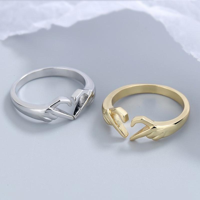 Retro Love Open Ring Female, Fashion Temperament Simple Metal Ring, Hand Than Love Ring