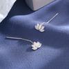 925 Silver Long Vintage Lotus Tassels Ear Threads Drop Earrings for Women Fine Jewelry Allergy Minimalist Accessories