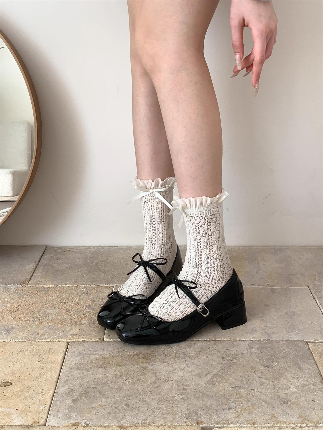 

Fashion 2025 Spring Autumn Women Mary Jane Shoes Fashion Butterfly-knot Shoes Casual Low Heel Dress Street Style Shoes 35