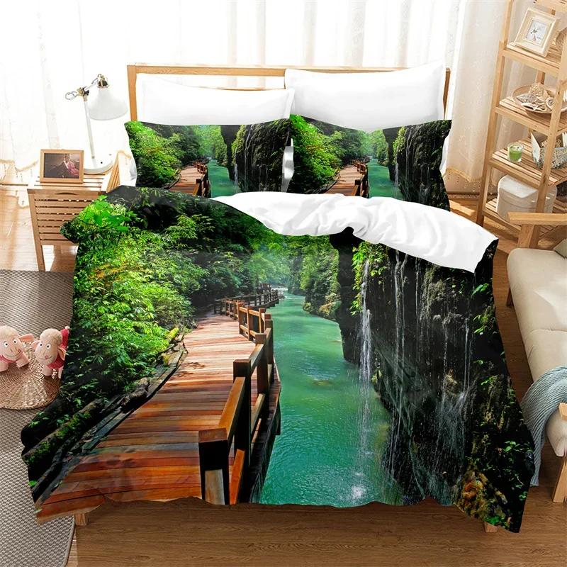 Tree Duvet Cover Set Twin Full King Mysterious Woods Bedding Set Polyester Fantasy Starry Sky Comforter Cover Forest Quilt Cover