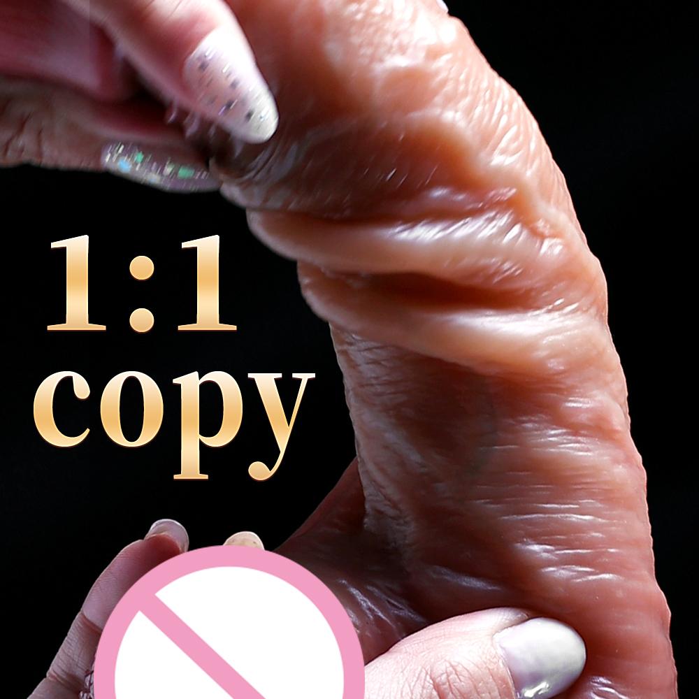 Female Adult Products Strong Suction Cup Bendable Soft Flesh Sex Toy Realistic Liquid Silicone Dildo with Belt for Women