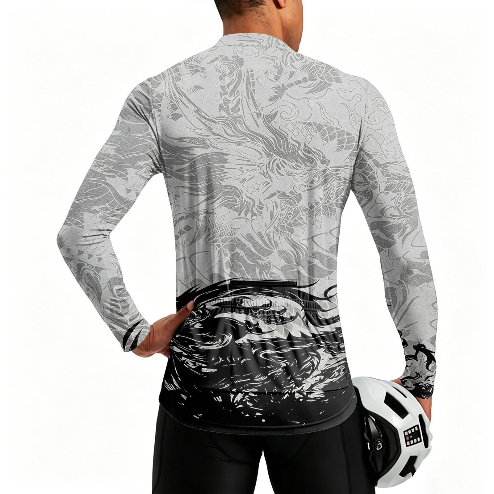 Men s Cycling Long Sleeve with Print Zip Breathable Quick-Dry L
