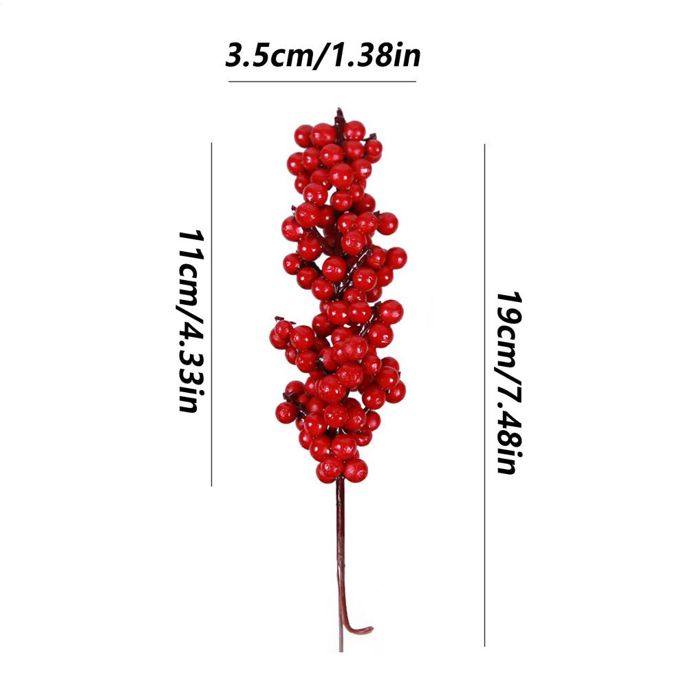 Red Berry Stems Branches Realistic Ornament Christmas Berry Picks For Home Mantle Door Fireplace Table Centerpiece Festival