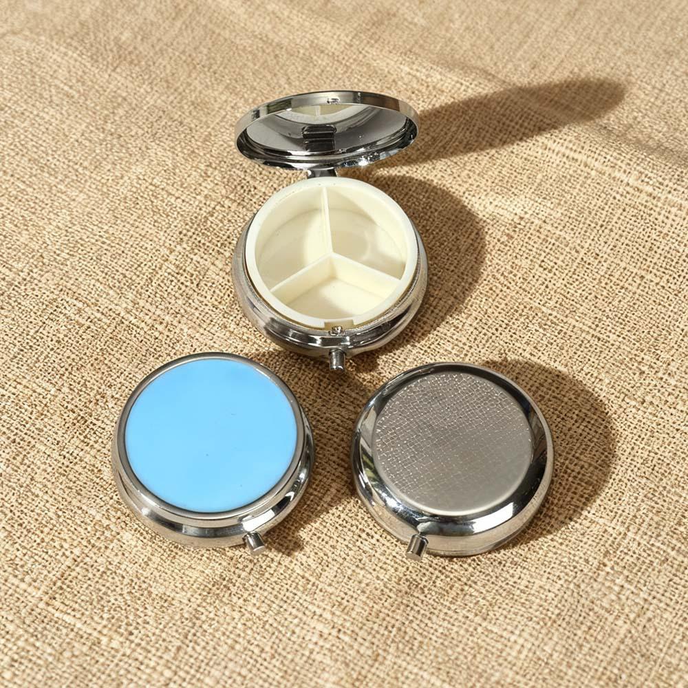 3 Cell Metal Pill Boxes Stainless Steel Round Pill Boxes Medicine Organizer Container Medicine Case Splitters Pill Candy Box