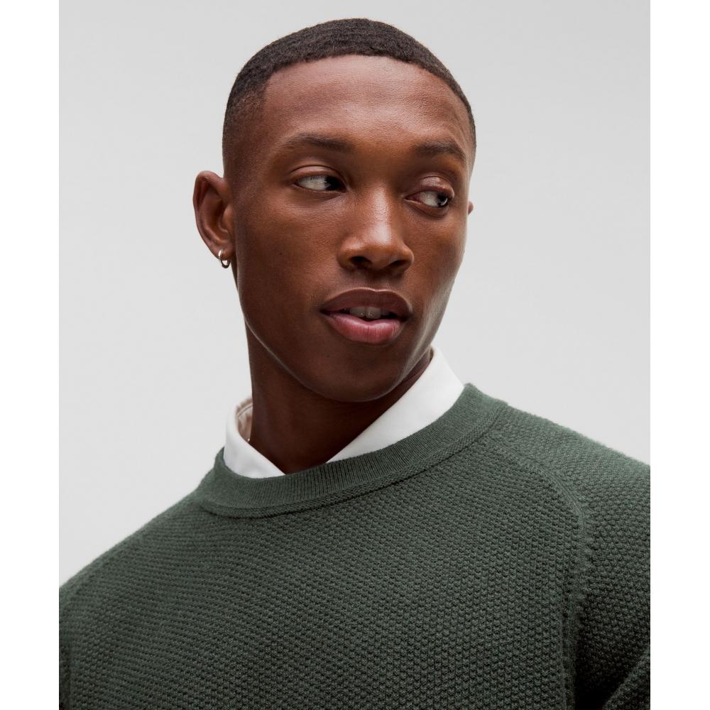 Lululemon Textured Knit Crewneck Sweater Heathered Blackened Pine