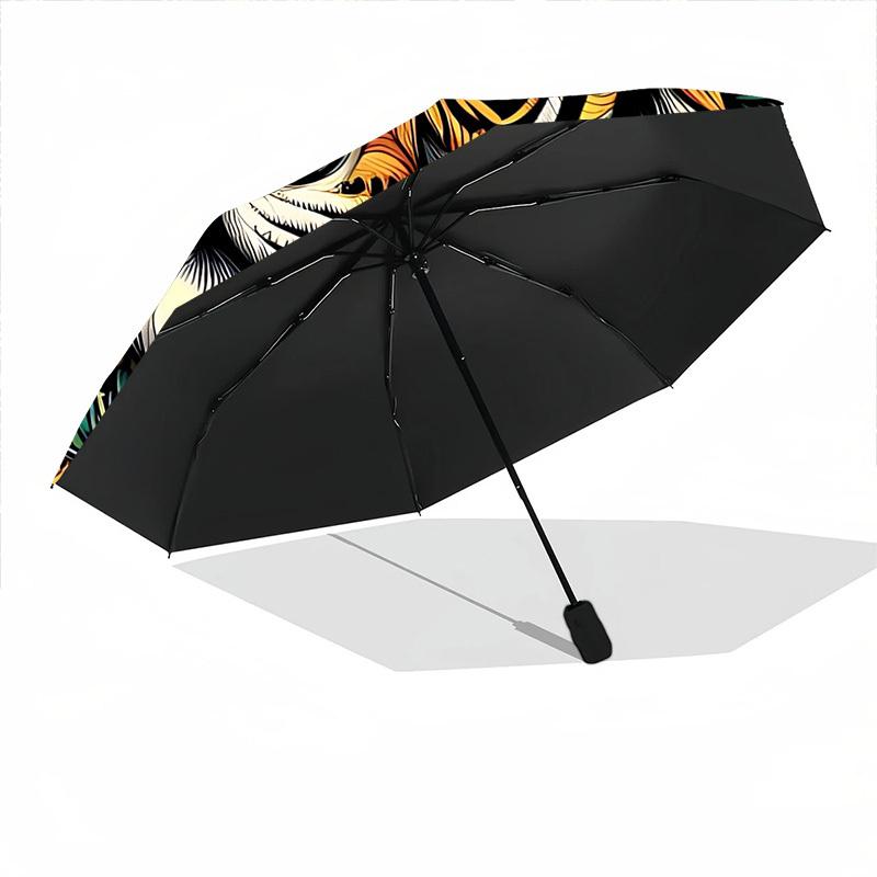 1pc Tiger Mandala PrintAutomatic Folding Umbrella, Portable & Foldable Design with 8 Ribs, Casual Outdoor Accessory yy250804158