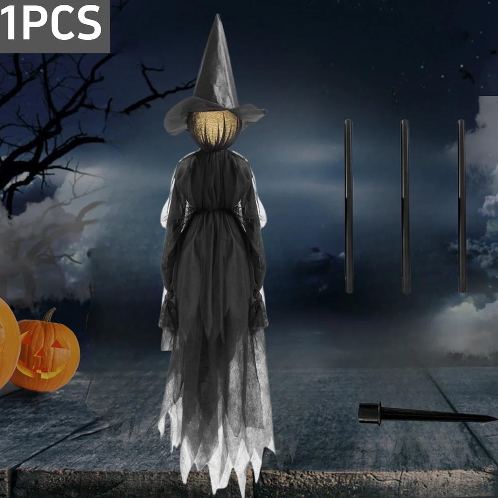1.5M Halloween Light-up Witches Voice Control Screaming Witches Scary Decoration Sound Activated Witches Holding Hands for Home