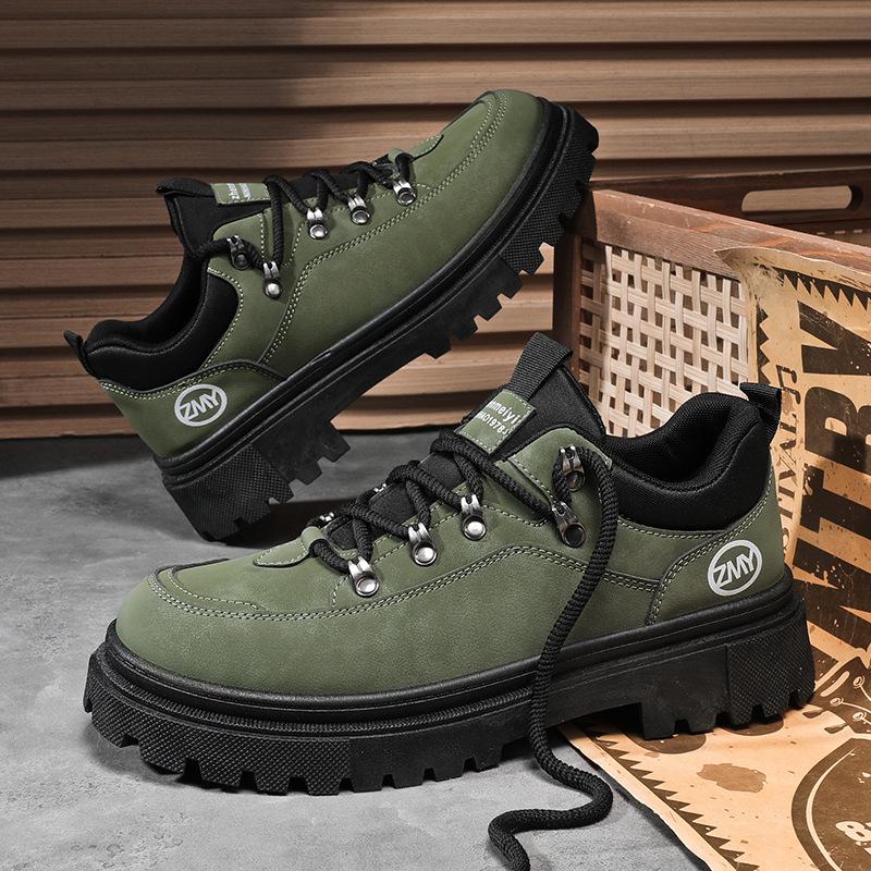 2024 Winter Outdoor Rhubarb Boots Labor Insurance Tooling Boots New Trendy Fashion Men's Boots British Fleece Martin Boots