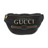 [Gebraucht] Print Große Schwarze Leder Bauchtasche Brusttasche Goldene Beschläge - Ausgezeichnet #6C6E5Y