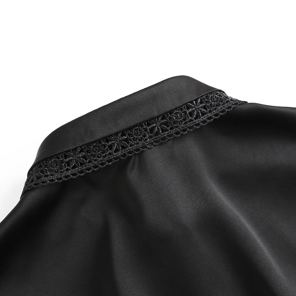 Women's Lace Decorative Hollow Out Detachable Collar Base Shirt for Autumn and Winter
