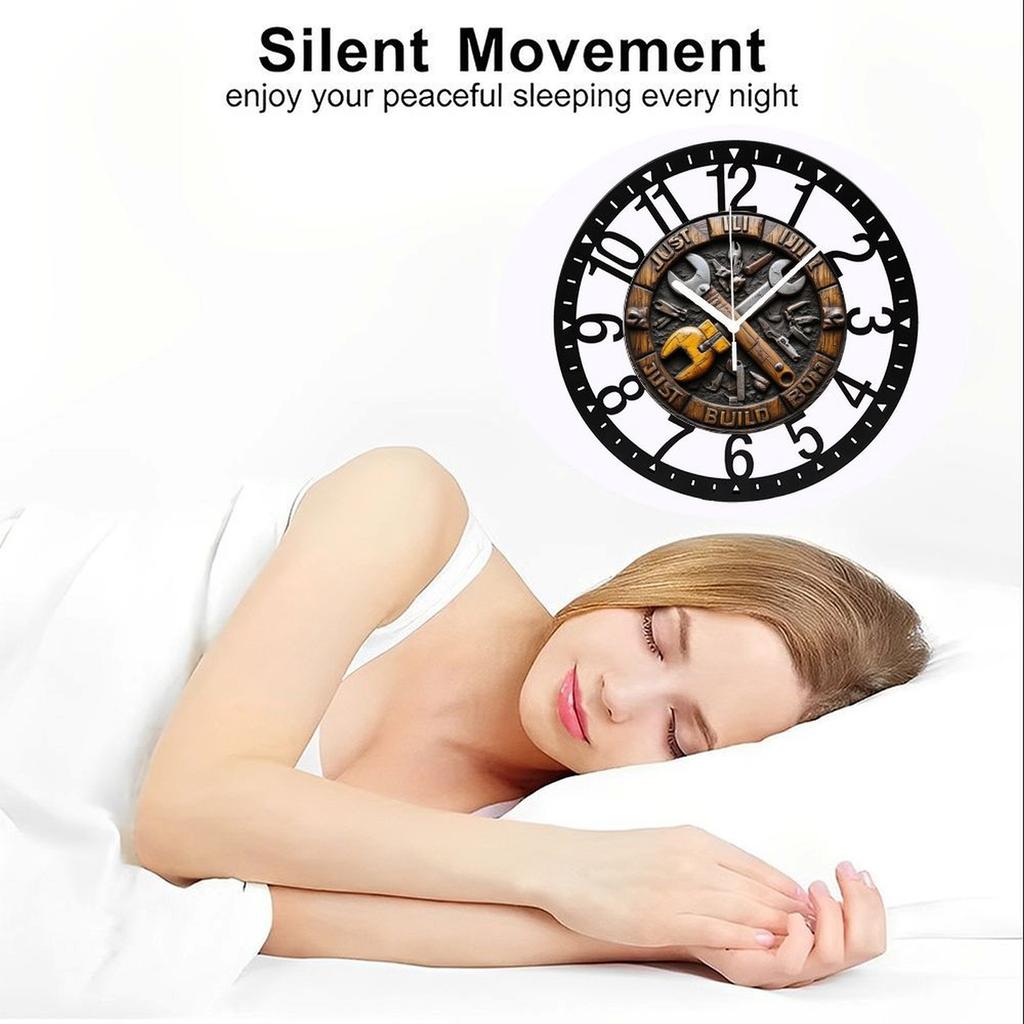 25cm Circular Iron Wall Clock with a Clear Plastic Cover To Protect the Face