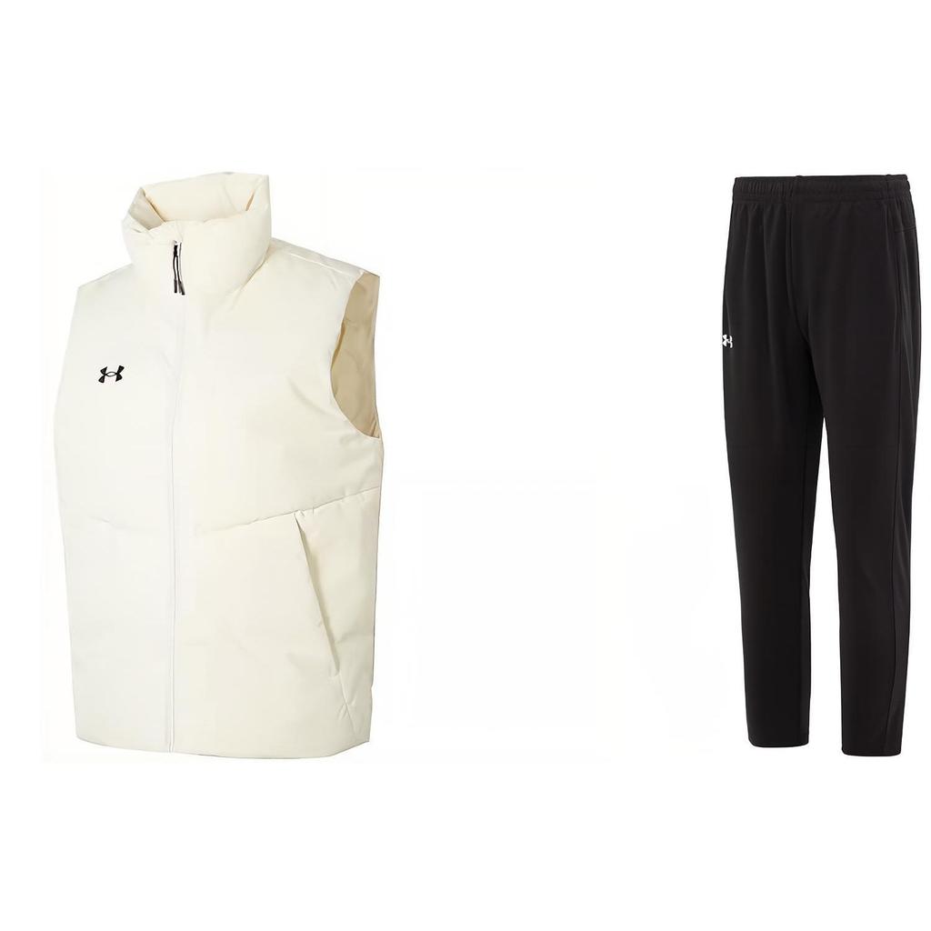 Under Armour Stand Collar Vest Breathable Knitted Sports Pants Casual Sports Suit Men Suit 23600803-101+23600703-001