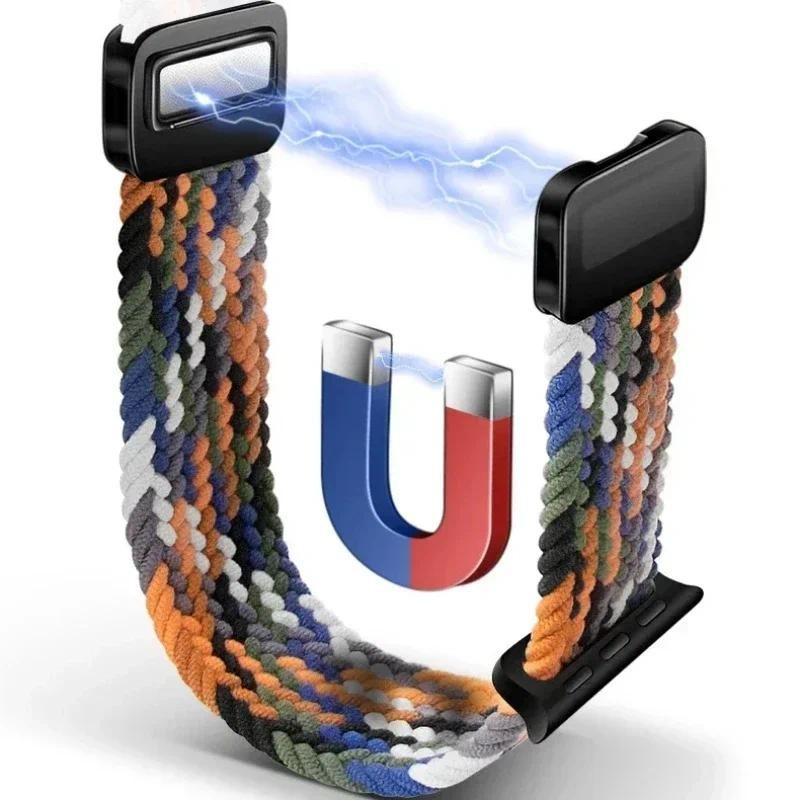 Nylon Braided Band Strap Compatible For Apple Watch S10 46mm 44mm 40mm 45mm 49mm 41mm 38mm iWatch Series Se 10 7 3 5 6 8 9 Ultra