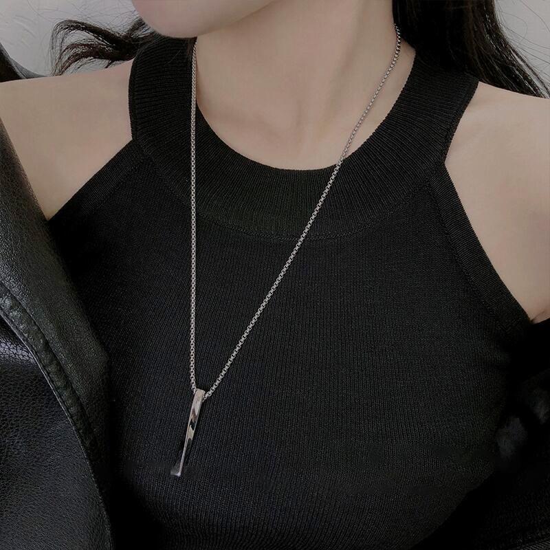 Trendy Spiral Geometric Pendant Necklace: Minimalist Hip-Hop Style for Men, Boys, and Girls In Cool Titanium Steel.