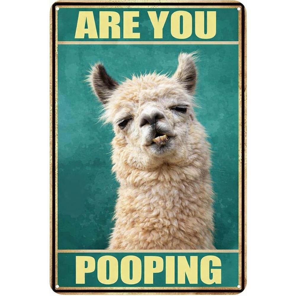 

x Inch Funny Llama Iron Sign Are You Pooping Humorous Bathroom Wall Decor Classic Llama Hanging Art for Home Restroom 20x30cm（7.8x11.8inch）