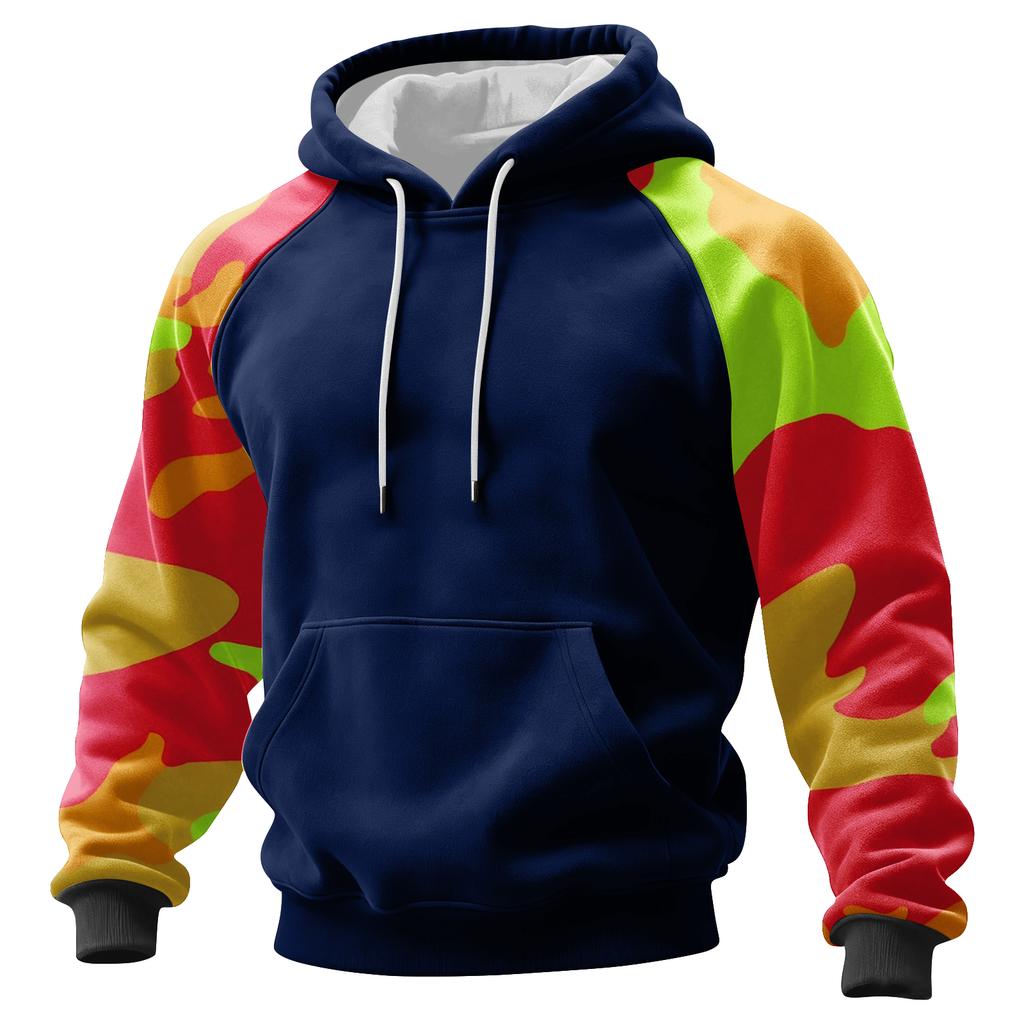 Erkek Kamuflaj Sweatshirt Kapüşonlu Erkek Spor Büyük Beden Günlük Sweatshirt