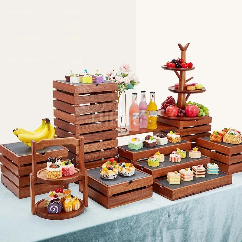 Hotel cafeteria Display of buffet and tea break Wedding cake rack Sushi fruit table ornaments baking accessories Snack display