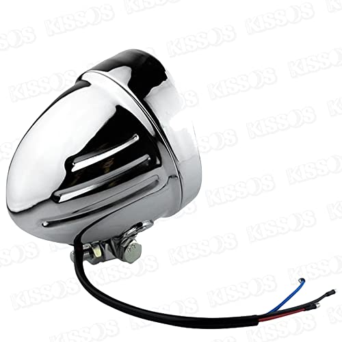 Bike Motorcycle Bates Light Headlight with Visor 4.5 Inch Universal (Silver/White Lens)