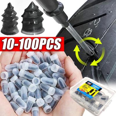100pcs Car Motorcycle Vacuum Tyre Repair Nails Truck Scooter Bike Tire Puncture Repair Tubeless Tools Rubber Metal Accessories
