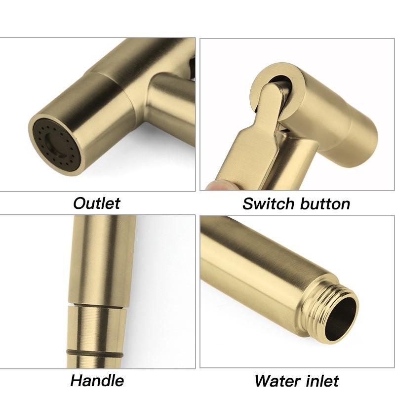 SUS304 Stainless Steel Bidet Sprayer Set Toilet Wall Mounted Single-tube Handheld Sprayer with Explosion Proof Hose