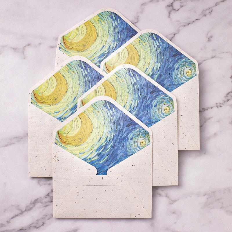 10ks/lot 10X7,5CM Vintage obálky Klasická olejomalba Vincenta van Gogha a rostlinné umělecké obálky na dopisy, svatební pozvánky