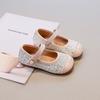 Spring Autumn Pink Beige Party Kids Shoes for Girl Soft Bottom Anti-slippery Princess Shoes Bling Wedding Bridesmaid Shoe I09189