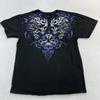 Vintage Y2K Liquid Blue Tribal Skulls T Shirt Small 16”x23”