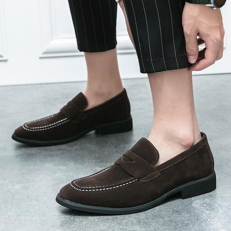 Gentleman Penny Loafter New Men's Black Brown Suede Leather Shoes Designer Formal Wedding Dress Homecoming Footwear