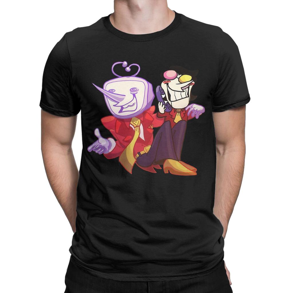 Men's T-Shirts Deltarune Spamton and Tenna Vintage Pure Cotton Tee Shirt Short Sleeve  T Shirt O Neck Clothing Plus Size