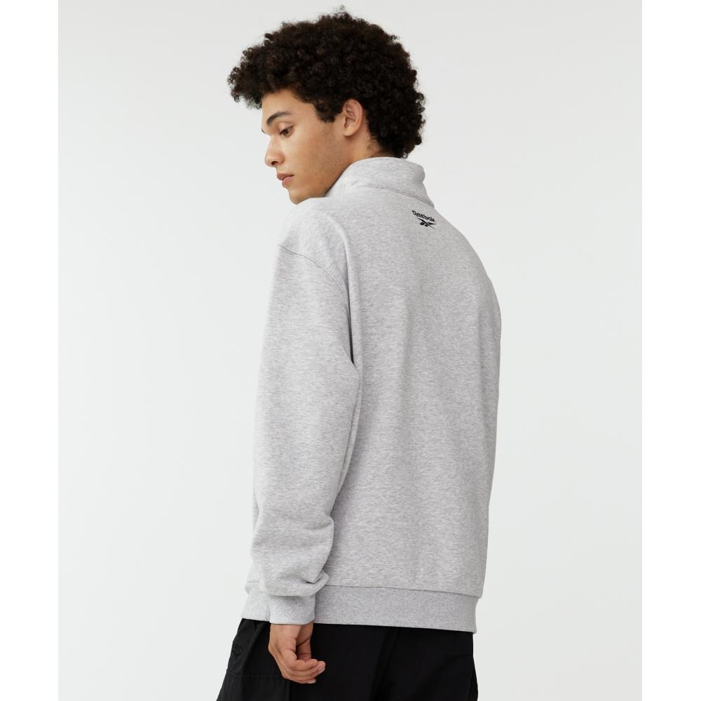 Reebok Legacy Half Zip Up Sweatshirt   Light Gray