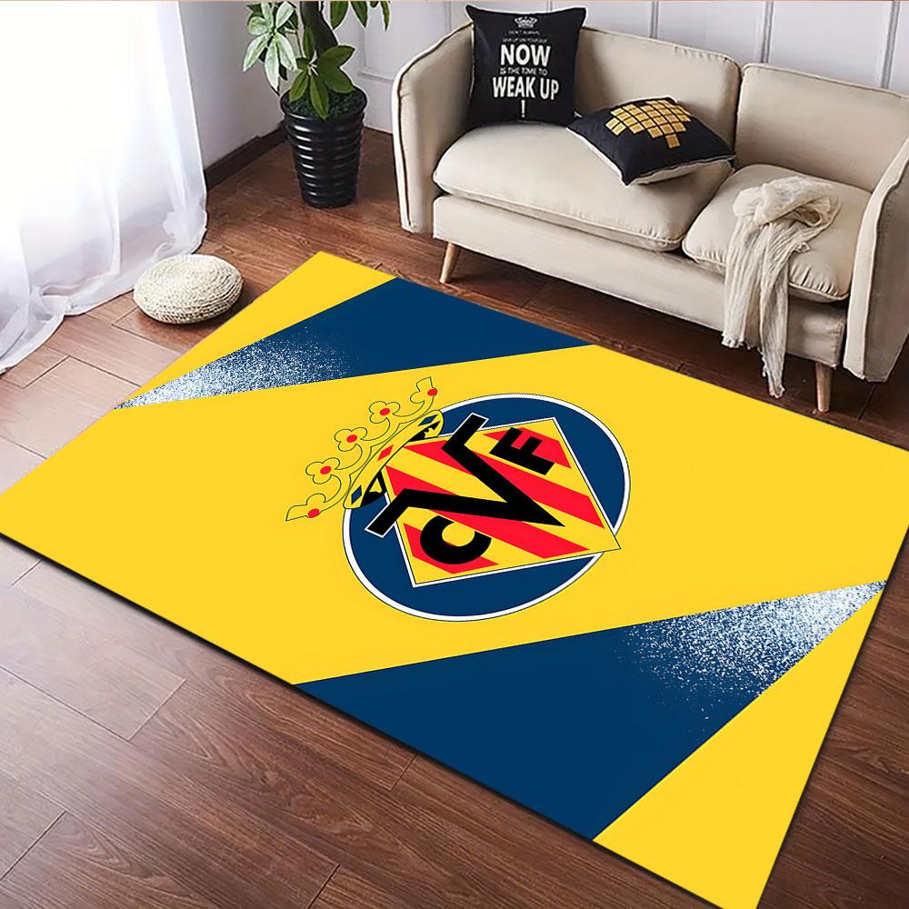 "Yellow and Blue CVF Crown Emblem Design" Patterned carpet, suitable as a non slip play mat for the living room and bedroom sofa