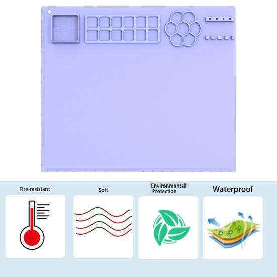 Silicone Craft Mat with Cup Non-Stick Surface Versatile Usage Easy-maintenance Foldable Design Painting Mat for Kids