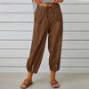 Spring Women Cotton Linen Pants High Waist Wide Leg Trousers Elastic Waist Loose Straight Solid Color Harajuku Female