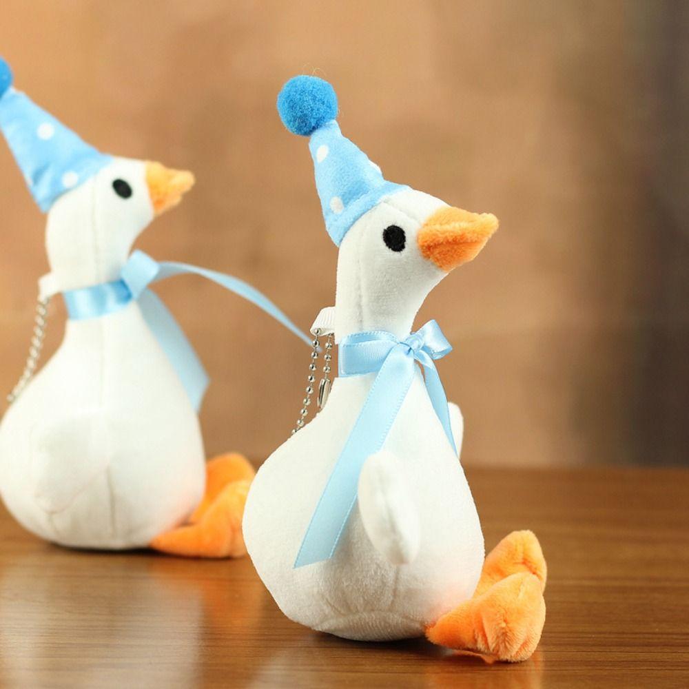 Cute Cartoon Design Plush Goose Keychain Toys 20Cm Soft White Goose Keychain Fluffy Stuffed Animal Bag Charm For Friend Gift