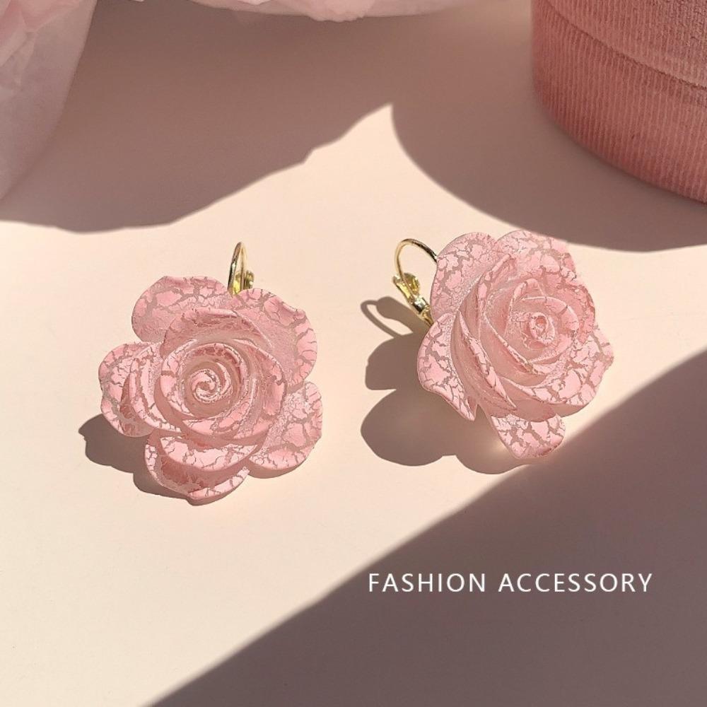 Vacation Rose Flower Earrings Korean Style Women's Jewelry Elegant Flower Stud Earrings  Party