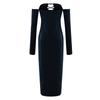 Women's Fashion Mesh Long-Sleeved Hollow Out The Bust Sexy Splicing Package Hip Dress