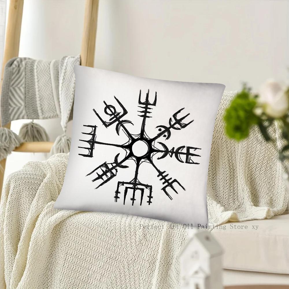 Viking Nordic Mystical Symbol Pillow Case Square Pillow Cushion Cover Bedroom Sofa Room Decoration Casual Pillow Cover