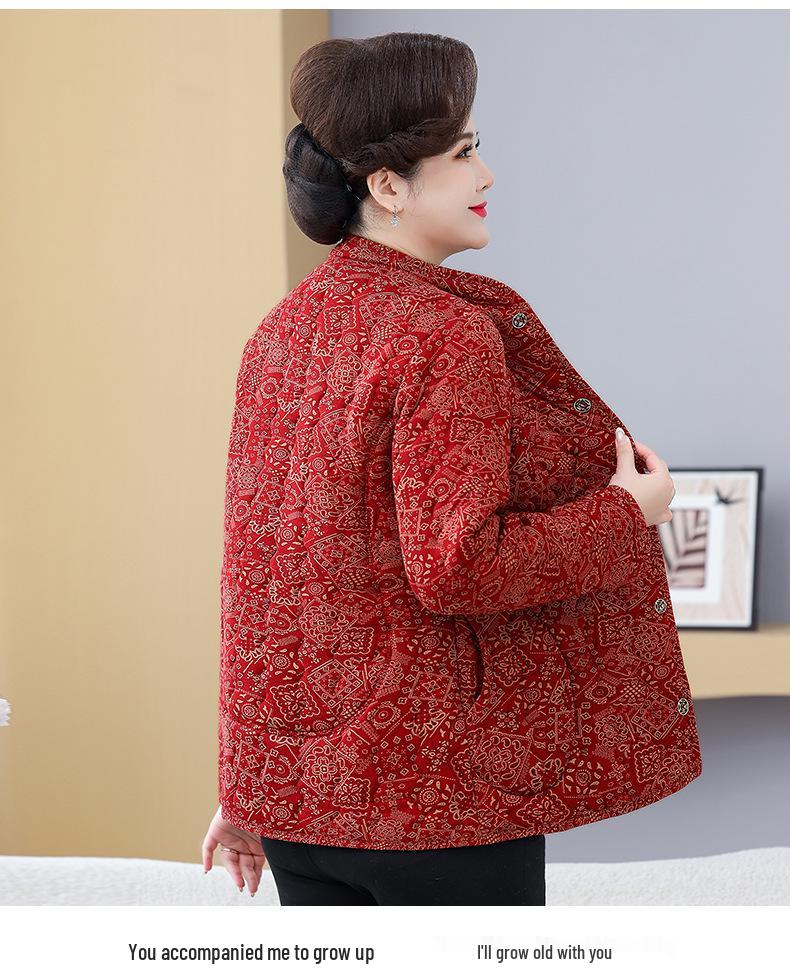 Plus Size Cotton Jacket for Women - Lightweight, Fleece-Lined, Ideal for Indoors & Outdoors. Perfect for Middle-Aged & Elderly.