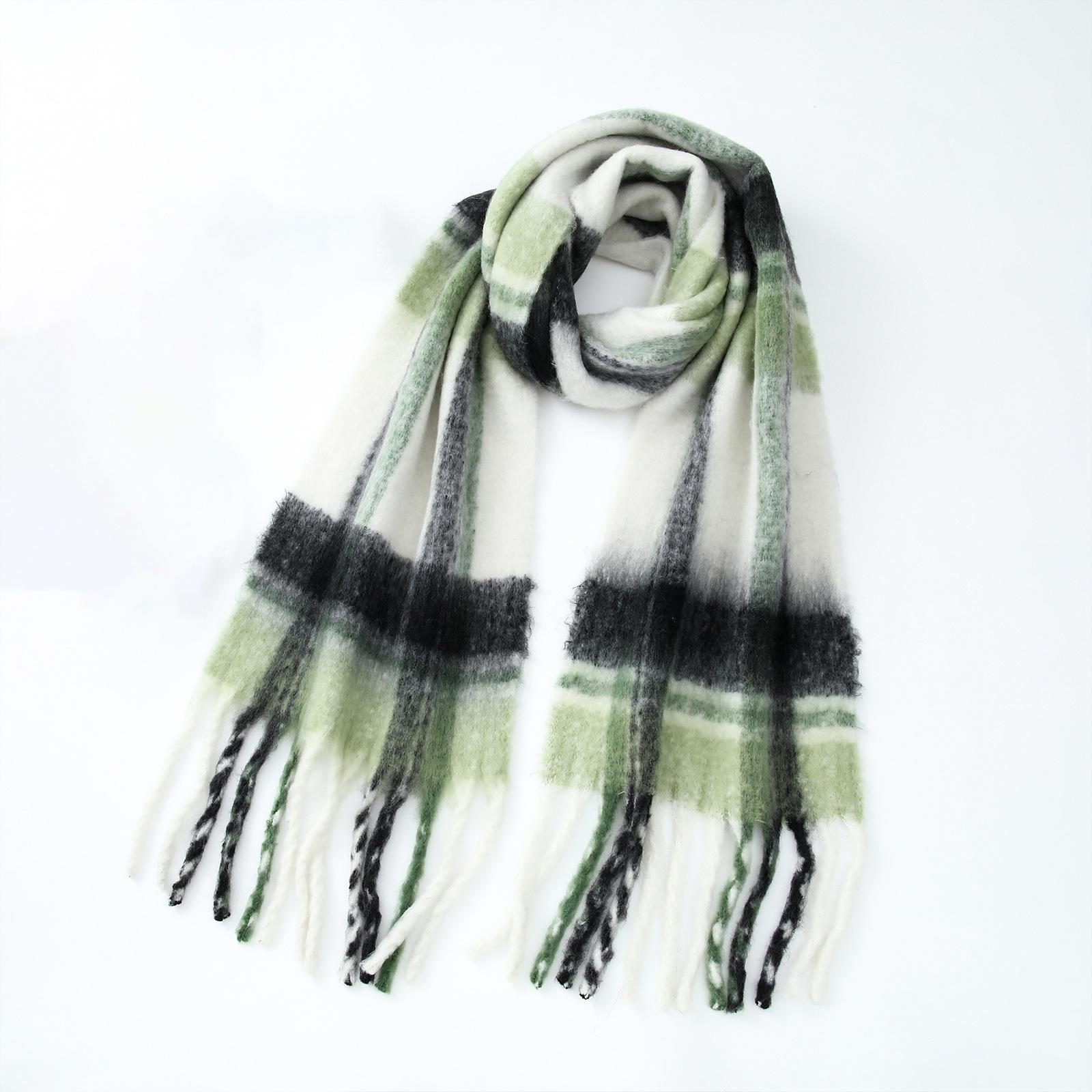 

Tonglu homemade mohair imitation cashmere plaid scarf women s autumn and winter new warm thickened scarf shawl