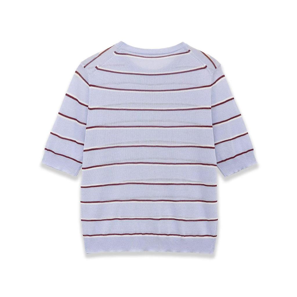 European Style Women's Striped Round Neck Short-Sleeve Top - Spring 2026 Collection (Picture Color)