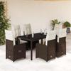 VidaXL Garden Bistro Set 7 Pcs Brown Cushions Poly Rattan 3277067