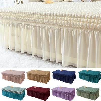 Bench Cover Ottoman Cover Foot Stool Slipcover Rectangle Stretch 3d Seersucker Folding Storage Stool Furniture Protector