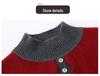 Women's Color Block Plush Wool Sweater with Half-High Collar - Loose, Slimming, Thick Knit Top for Middle-Aged and Elderly Mothers