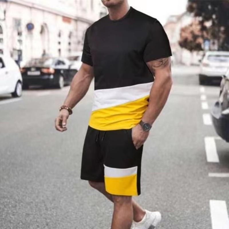 Summer Men Set New Tee Outfit Sweat Suit Tshirt For Man Sportswear Men Short Suit Casual T-Shirt+Shorts 2Piece Mens Tshirts Sets