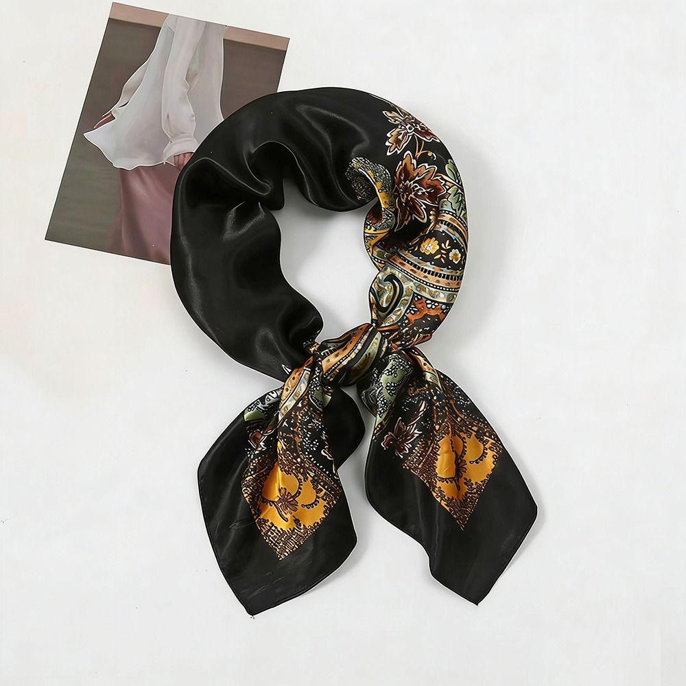 90x90cm Satin Headscarf Print Hair Towel New Square Scarf