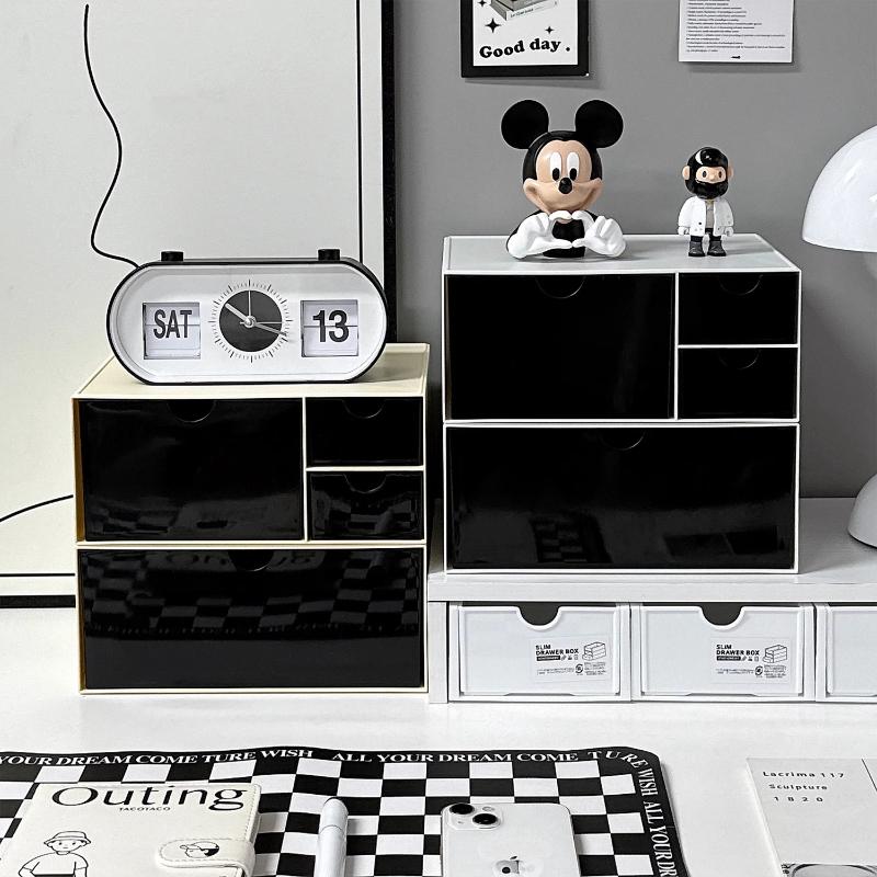 Desktop Cosmetic Organizer Case Set Table Makeup Storage Box Organizer Drawer Storage Box Desk Stationery Storage Rack Plastic