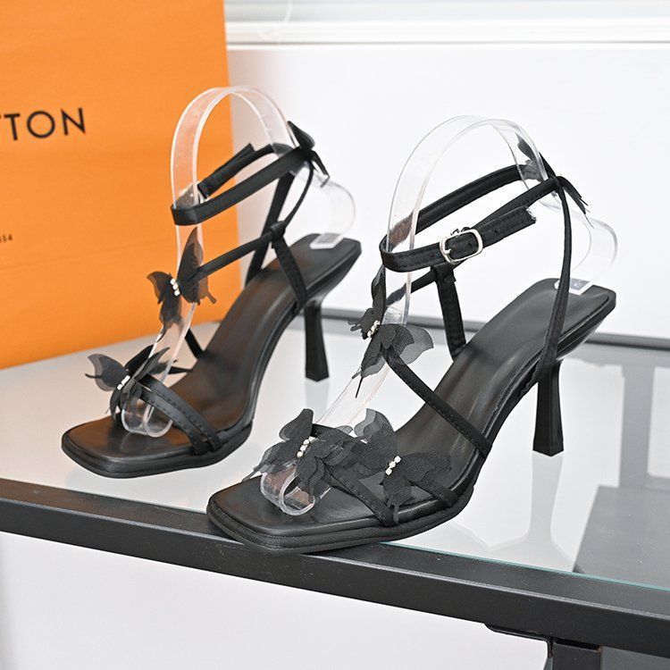 Soft-soled high heels summer temperament sweet and spicy fairy style open-toed sandals 2025 summer explosion fashion sandals women