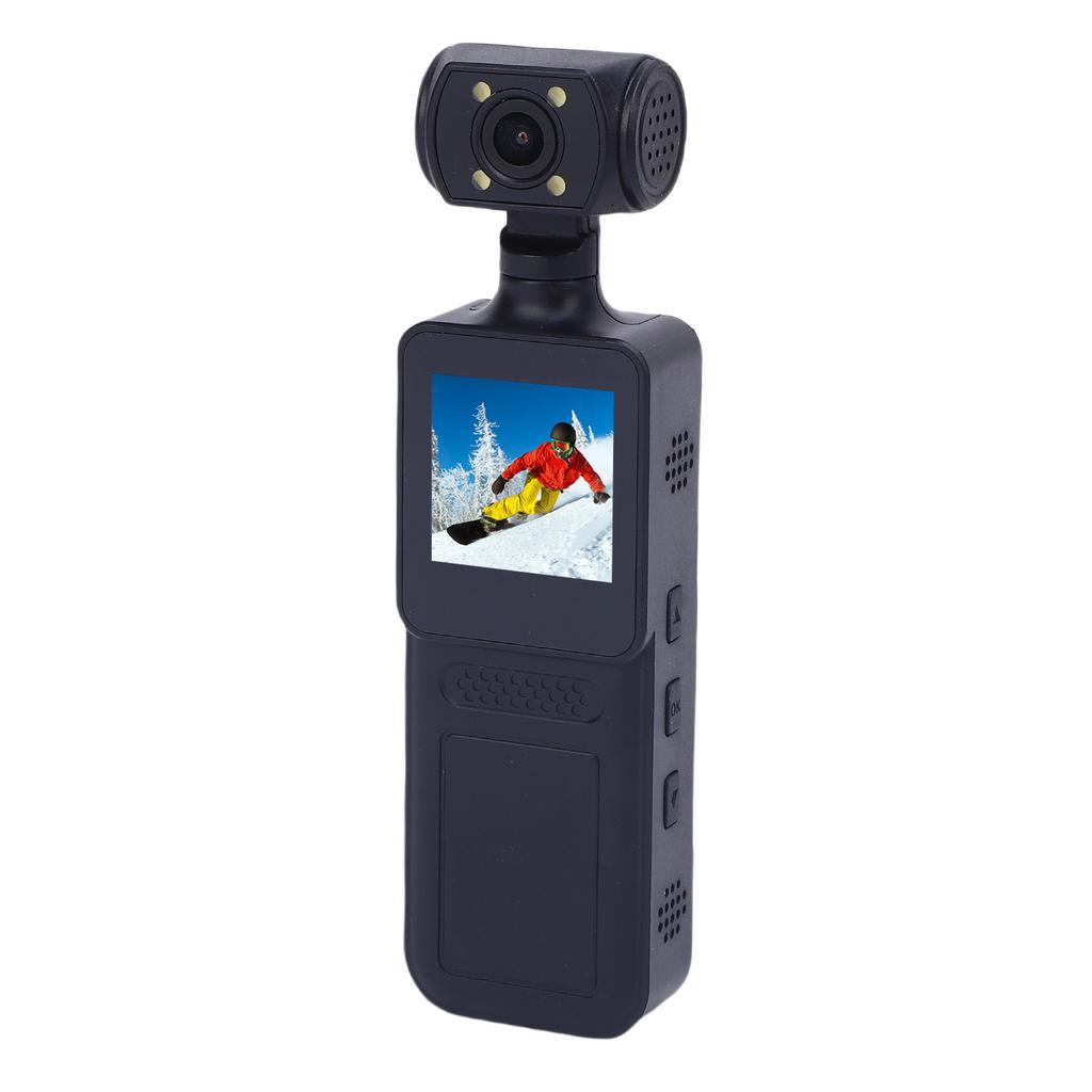 4K HD WiFi Action Camera 180 Degree Rotating Lens Handheld Camera with LED Light APP for Outdoor Sports Travel