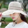 Summer Women Straw Hat Bowknot Wide Brim Floppy Panama Hats Female Lady Outdoor Foldable Beach Sun Cap