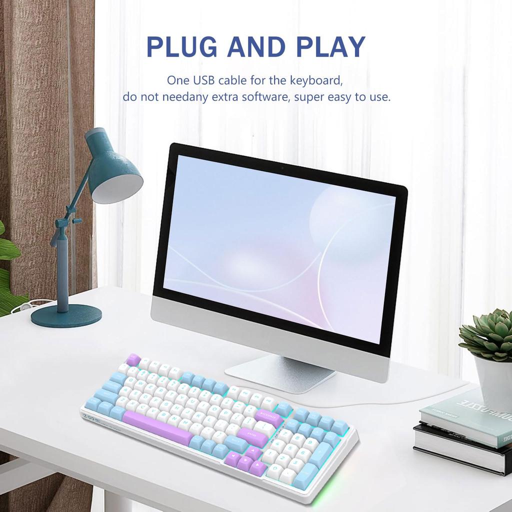 Gaming Keyboard Silver Wood Switch Mechanical USB Wired English 99 Full Key Hot Silver Mechanical Gaming Keyboard with Single Color Full Key